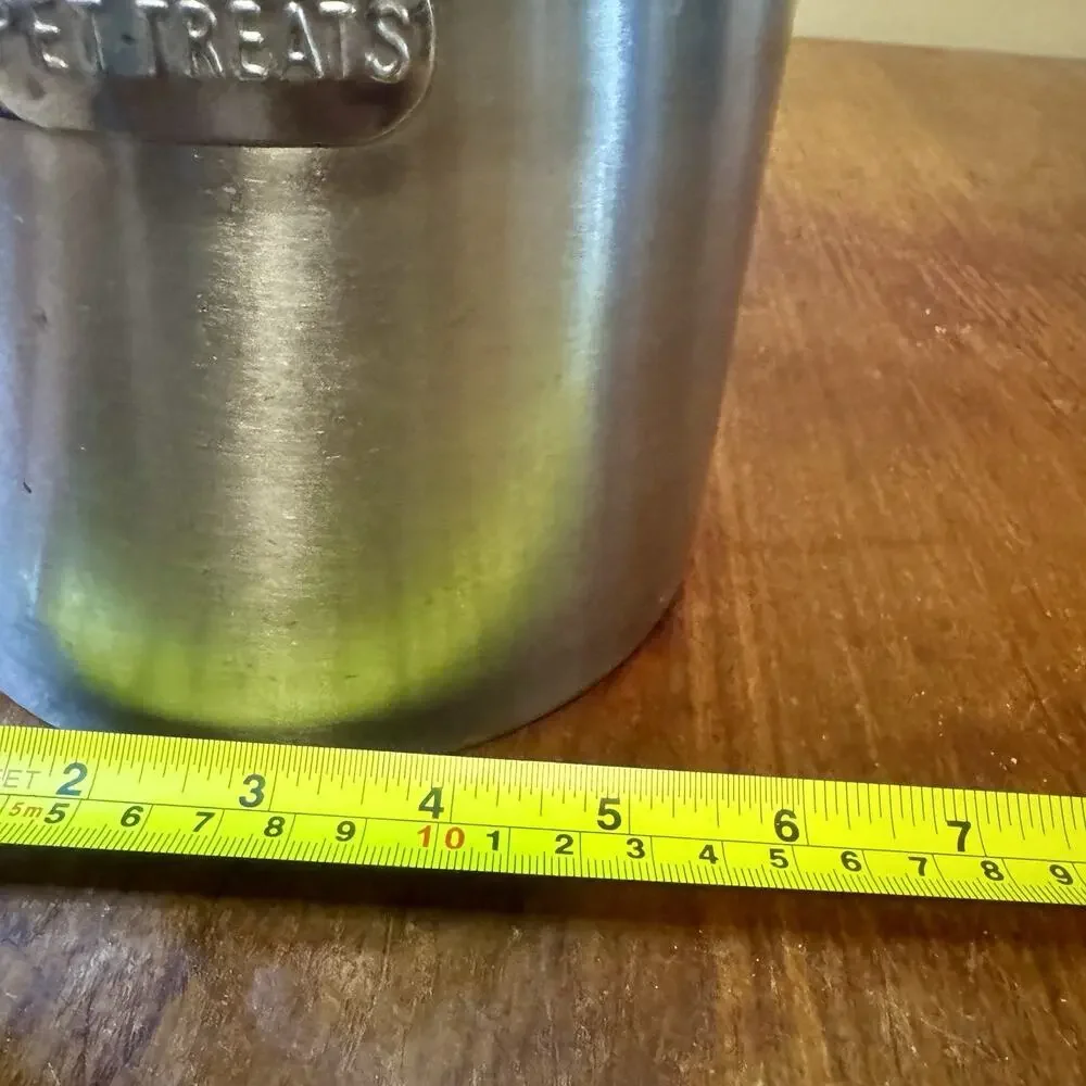 Large Stainless Steel Pet Treats Canister Container With Lid 8” x 7” Made India
